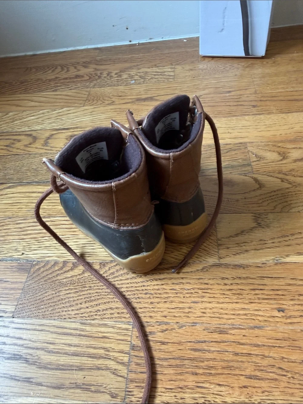 Sperry Kids Brown Leather and Black Rubber Duck Boots